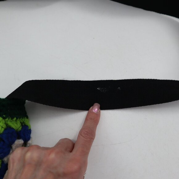 Crochet Granny Square Crossbody Bag Womens Green Retro Groovy Boho Festival - Picture 7 of 9